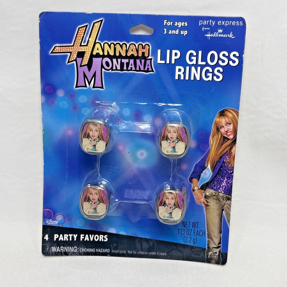 Hannah Montana Disney Lip Gloss Rings Miley Cyrus Vtg Hallmark Party Favors 00s
